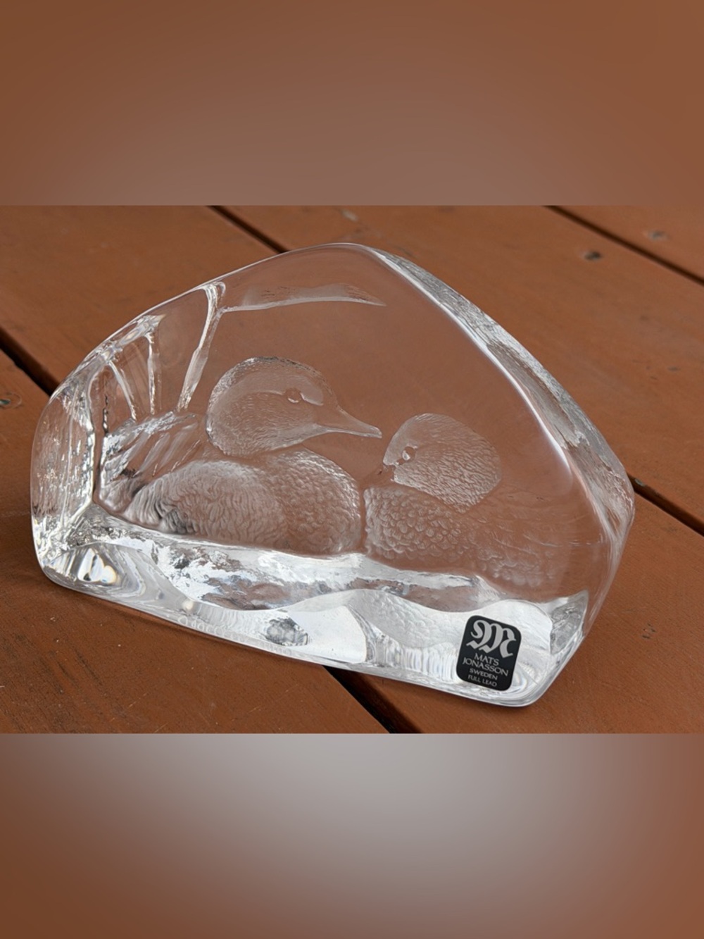 ✨Signed! Mats Jonasson Crystal Ducks Sculpture - Clear Glass